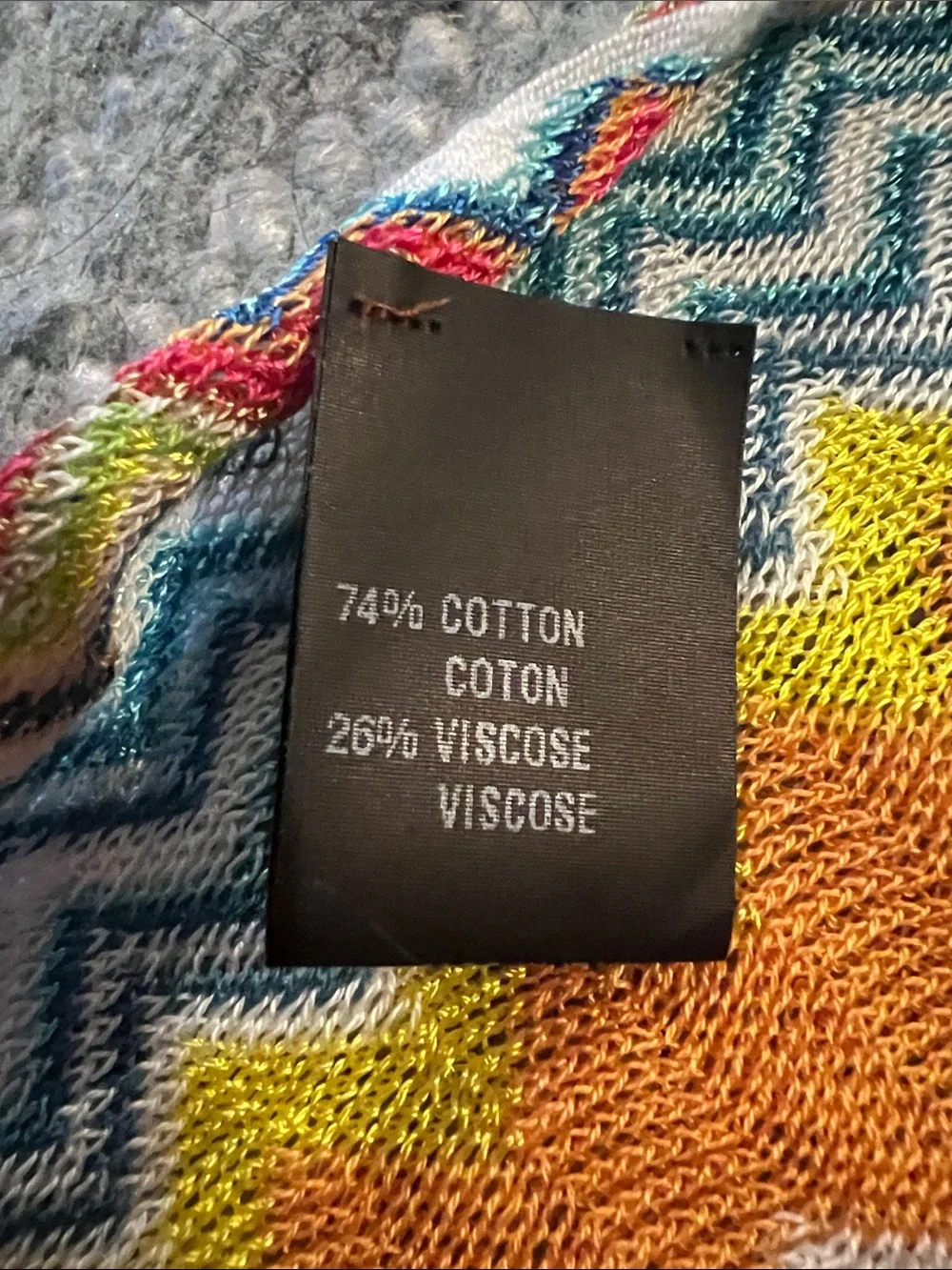 Missoni Parero Fringed Multi Zigzag Knit Scarf/Top - One Size